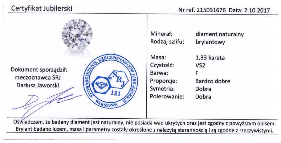 Diament inwestycyjny K27cert 002